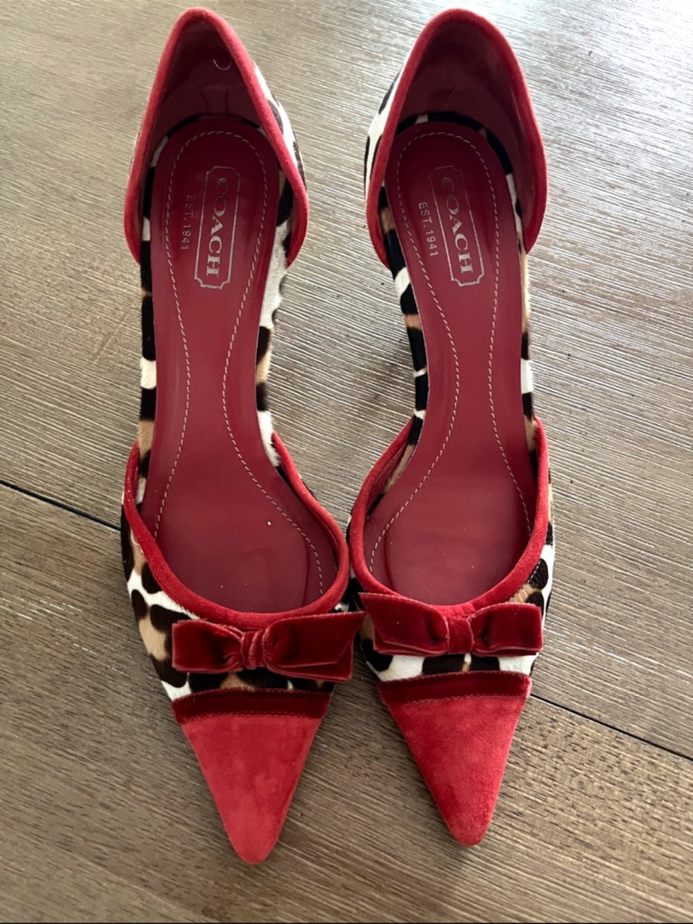 COACH Red Oselot-calf hair Pointed Toe heels size 8